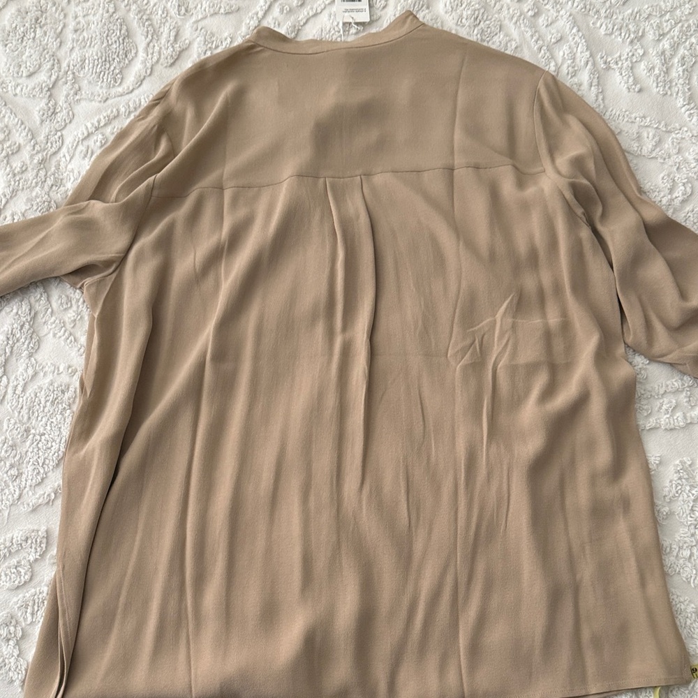 Eileen Fisher - Mandarin Collar Silk Button-Up Shirt - L - Picture 11 of 11